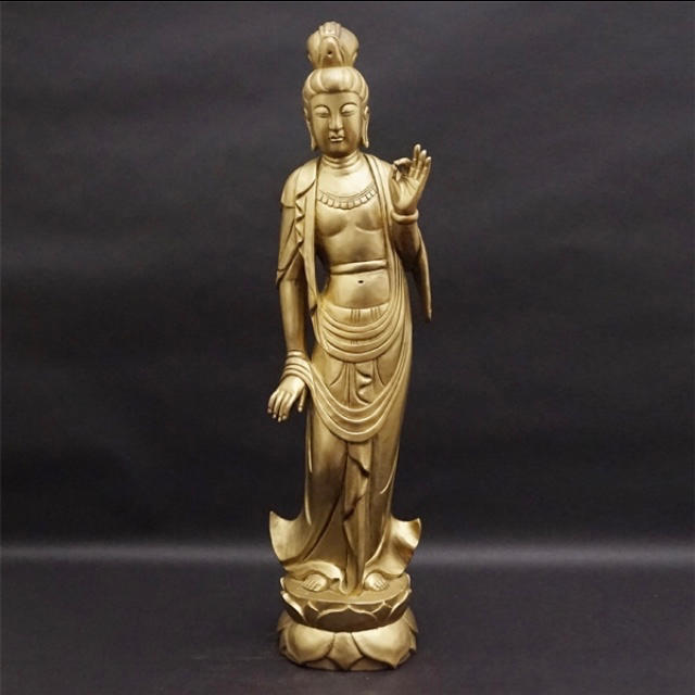 特大観音像 菩薩像 神様 密教 仏具 仏像 仏経美術 金彩仏 天然木 仏陀