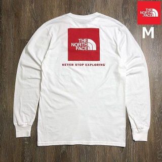 ザノースフェイス(THE NORTH FACE)の売切!ノースフェイス ボックスロゴ 長袖Tシャツ(M)白 180902(Tシャツ/カットソー(七分/長袖))