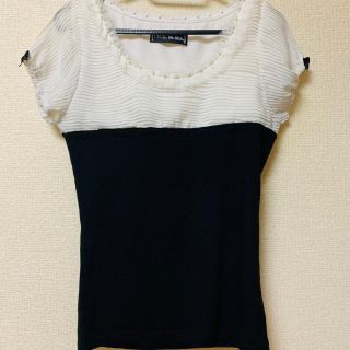 セシルマクビー(CECIL McBEE)のセシルマクビー  白　黒　トップス　カットソー  ミッシュマッシュ　INGNI(カットソー(半袖/袖なし))