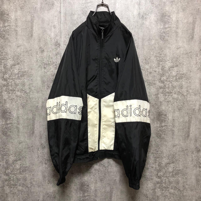 希少美品 激レア adidas ナイロンジャケット L ビッグロゴ