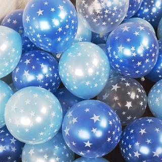 星柄クリアバルーン 風船 バルーン 誕生日 (18個入り)ブルー(ウェルカムボード)