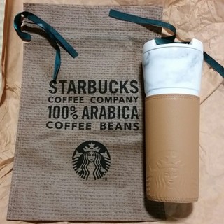 スターバックスコーヒー(Starbucks Coffee)の韓国　限定　スタバ　大理石　皮風(タンブラー)