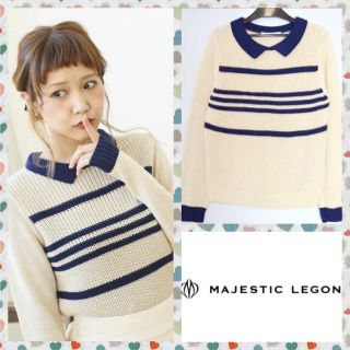 マジェスティックレゴン(MAJESTIC LEGON)の田中里奈ちゃん着用♡衿付きボーダーニット(ニット/セーター)