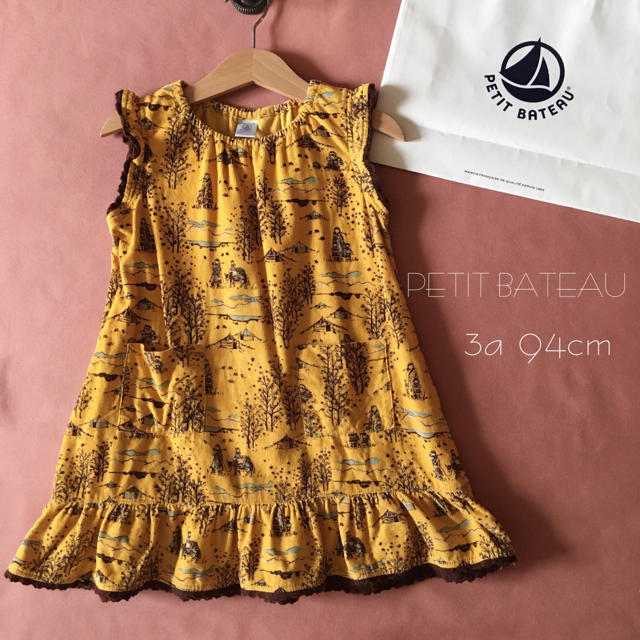 PETIT BATEAU(プチバトー)のPETIT BATEAU プチバトー コーデュロイ北欧柄ワンピース3a94cm キッズ/ベビー/マタニティのキッズ服女の子用(90cm~)(ワンピース)の商品写真