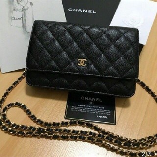 CHANEL - Chanel ラムスキンシャネルチェーンウォレットの通販｜ラクマ