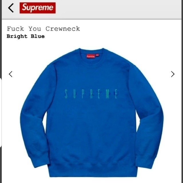 Supreme(シュプリーム)のSUPREME 19’FW 立ち上げ Fuck You Crewneck完売品 メンズのトップス(スウェット)の商品写真