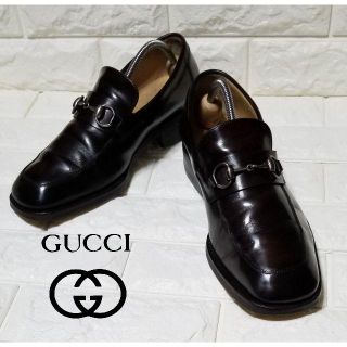 グッチ(Gucci)の【GUCCI】ビットローファーsize41.5E (約25.5cm) 黒 茶(ドレス/ビジネス)