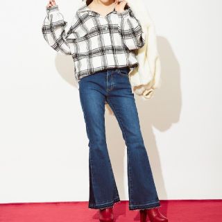 セシルマクビー(CECIL McBEE)の【美品】背中レースアップチェックシャツ(シャツ/ブラウス(長袖/七分))