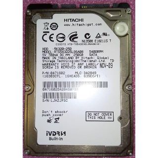 ヒタチ(日立)の中古　2.5インチHDD　250GB(PCパーツ)