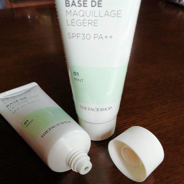 THE FACE SHOP(ザフェイスショップ)の新品＋美品☆the face shop エアコットンメイクアップベース ミント  コスメ/美容のベースメイク/化粧品(化粧下地)の商品写真