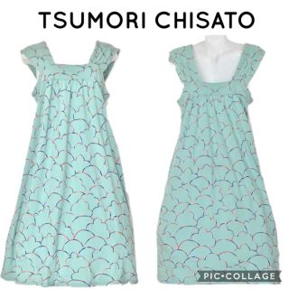 ツモリチサト(TSUMORI CHISATO)のツモリチサト 雲模様のカットソーワンピ(ひざ丈ワンピース)