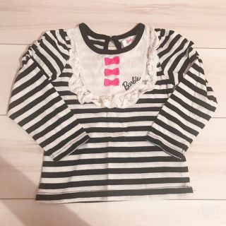 バービー(Barbie)の1度着用！バービー Barbie 長袖トップス ボーダー リボン 95(Tシャツ/カットソー)