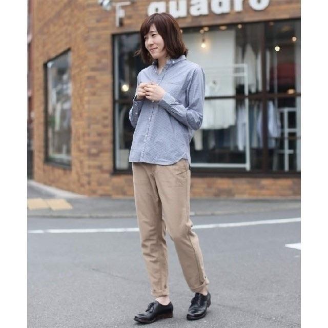 新品 quadro✨クオドロ 高密度ダンプ シャツ チビ襟ブラウス ボタンダウン
