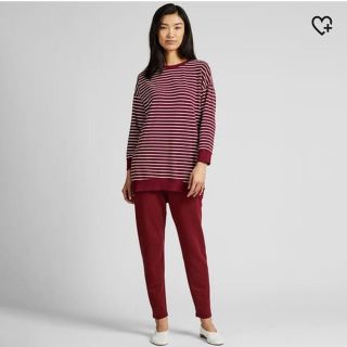 ユニクロ(UNIQLO)のウルトラストレッチチュニックセット（ボーダー・八分丈）(ルームウェア)