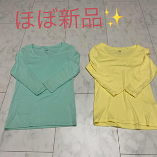 ユニクロ(UNIQLO)のユニクロ　Tシャツ(七分丈) Sサイズ　2枚組(Tシャツ(長袖/七分))