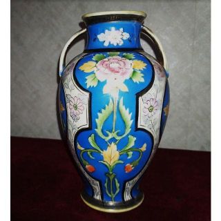 ノリタケ(Noritake)の美品！オールドノリタケ 花瓶  アールデコ ブルー彩 1911年(花瓶)