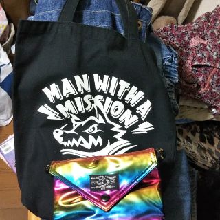 マンウィズアミッション(MAN WITH A MISSION)のMAN WITH A MISSION黒トートバッグラメミニショルダーバッグセット(ミュージシャン)