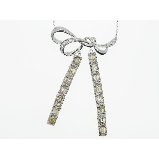 K18WG】3.800ct UP ダイヤモンドネックレス - ネックレス