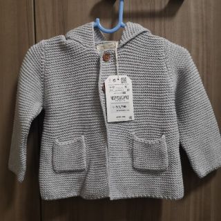 ザラ(ZARA)のZARA　フード付きカーディガン　新品タグつき　80cm(カーディガン/ボレロ)