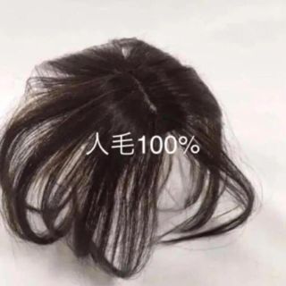 新品！人毛100%頭頂部付け毛ヘア医療用にもダークブラウン★洗える男女兼用耐熱(その他)