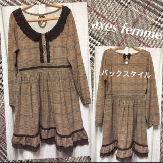 アクシーズファム(axes femme)の売りつくしSALE♡axes femme☆カットグレンチェックチュニ(ひざ丈ワンピース)