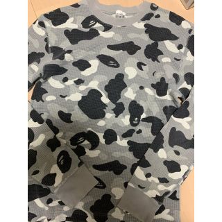 アベイシングエイプ(A BATHING APE)の激安Mサイズ！ BAPEカラーカモサーマルカットソー灰色(Tシャツ/カットソー(七分/長袖))