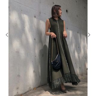 アメリヴィンテージ(Ameri VINTAGE)のAmelievintage HEM FRINGE KNIT DRESS(ロングワンピース/マキシワンピース)