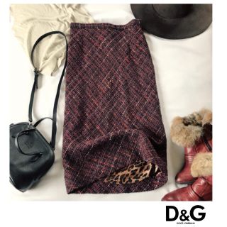 ドルチェアンドガッバーナ(DOLCE&GABBANA)のD&G ツイードタイトスカート　ペンシルスカート(ひざ丈スカート)