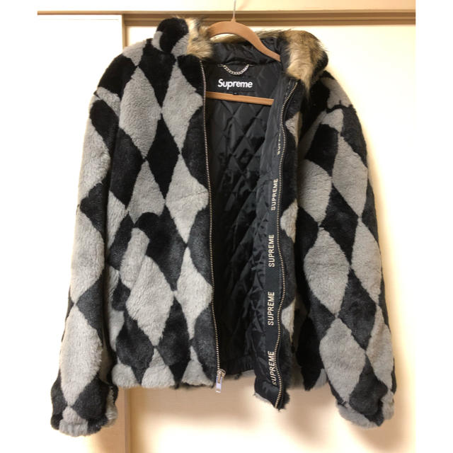 L Supreme Diamond Faux Fur Jacket