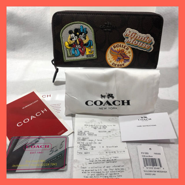 coach 長財布　ディズニー　コラボ　ミッキー　ミニー　シグネチャー