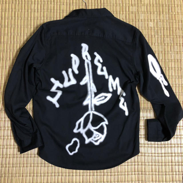 【M】supreme rose L/S work shirt ワークシャツ 黒