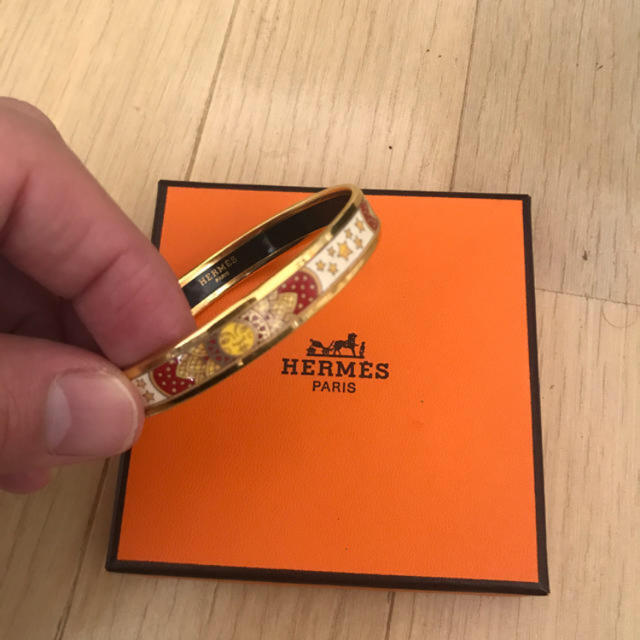 HERMES エルメス エマイユ バングル シルバー オレンジ 極美品☆