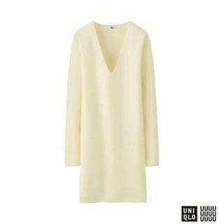 ユニクロ(UNIQLO)のパンダ様専用 Uniqlo U
ミラノリブVネックチュニック （長袖）(ひざ丈ワンピース)