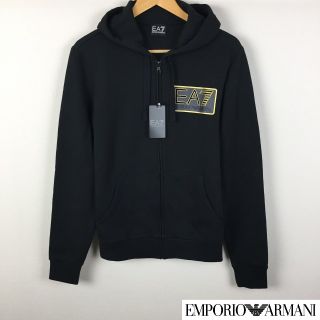 エンポリオアルマーニ(Emporio Armani)の新品 エンポリオアルマーニ 長袖パーカー ブラック サイズM タグ付未使用品(パーカー)