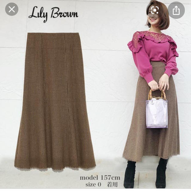 Lily Brown(リリーブラウン)の千鳥スカート レディースのスカート(ひざ丈スカート)の商品写真