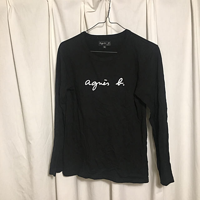 agnes b.(アニエスベー)のアニエス・ベー ロゴＴシャツ 長袖 黒 レディースのトップス(Tシャツ(長袖/七分))の商品写真