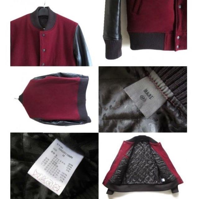 HARE ウール ラムレザー 中綿 スタジャン M ボルドー×ブラック 羊革 メンズのジャケット/アウター(スタジャン)の商品写真