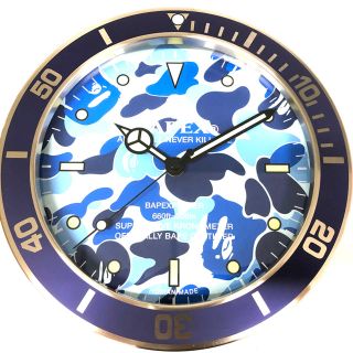 アベイシングエイプ(A BATHING APE)のAPE BAPEX WALL CLOCK BLUE CAMO 掛け時計 新品(掛時計/柱時計)