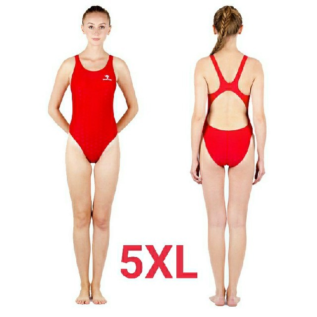 

5XL SWIMHXBY レディース 競泳水着 　ハイレグ　ウロコ柄 赤 レディースの水着/浴衣(水着)の商品写真