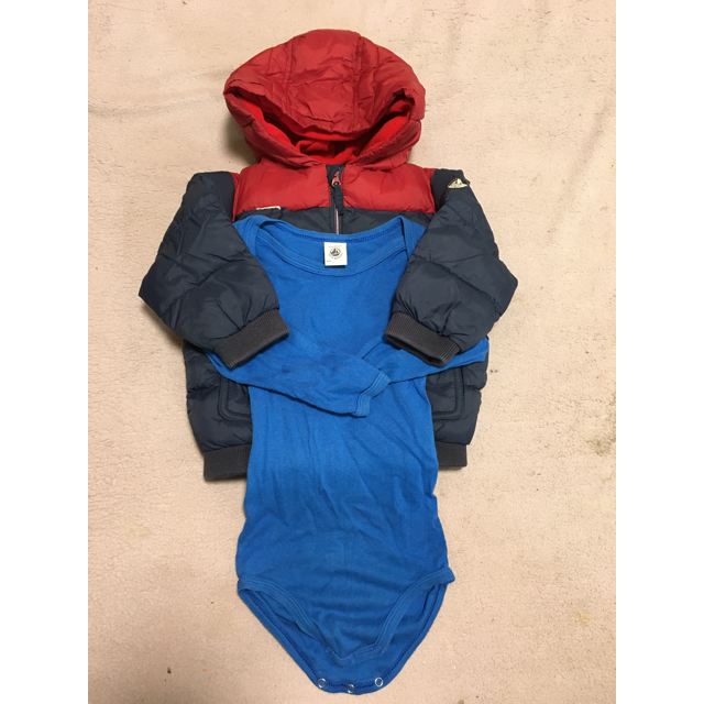 PETIT BATEAU(プチバトー)のプチバトー　ダウン風中綿ジャンパー　セット キッズ/ベビー/マタニティのベビー服(~85cm)(ジャケット/コート)の商品写真