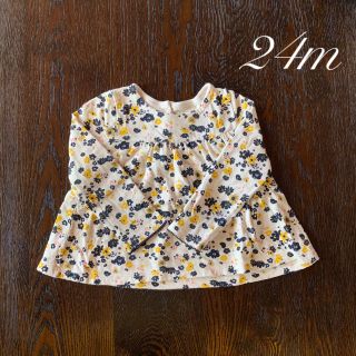 プチバトー(PETIT BATEAU)のプチバトー  24m 86㎝  長袖 トップス イエロー フラワー(シャツ/カットソー)