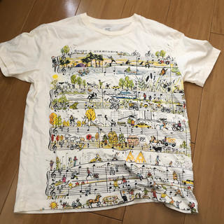 グラニフ(Design Tshirts Store graniph)のグラニフ  Tシャツ 白 Sサイズ 楽譜 ピアノ ユニセックス(Tシャツ/カットソー(半袖/袖なし))