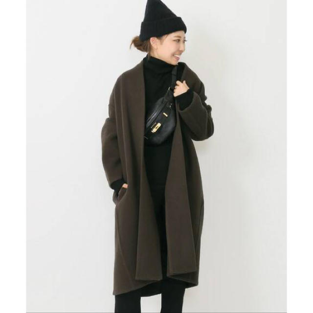 Deuxieme Classe ダブルビーバーノーカラーコート カーキ | www