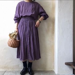 ネストローブ(nest Robe)のnest Robe ネストローブ リネンシャーリングカフブラウス パープル(シャツ/ブラウス(長袖/七分))