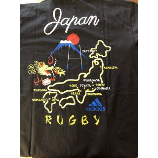 アディダス(adidas)の2019ラグビーワールドカップ会場図のスカジャン柄TシャツサイズL色黒(ラグビー)