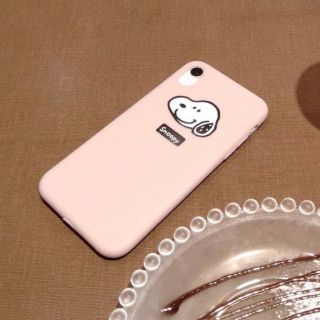【iPhone XRケース　スヌーピー　ピンク】(iPhoneケース)