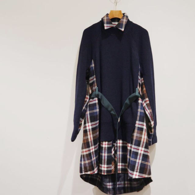 sacai(サカイ)のsacai  ニット ワンピース チェック コンビ ベルト サカイ レディースのワンピース(ひざ丈ワンピース)の商品写真