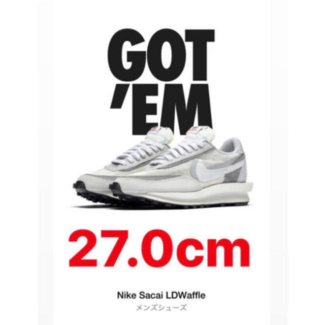 最安値で sacai - 新品NIKE SACAI WHITE 27cm 未使用 スニーカー