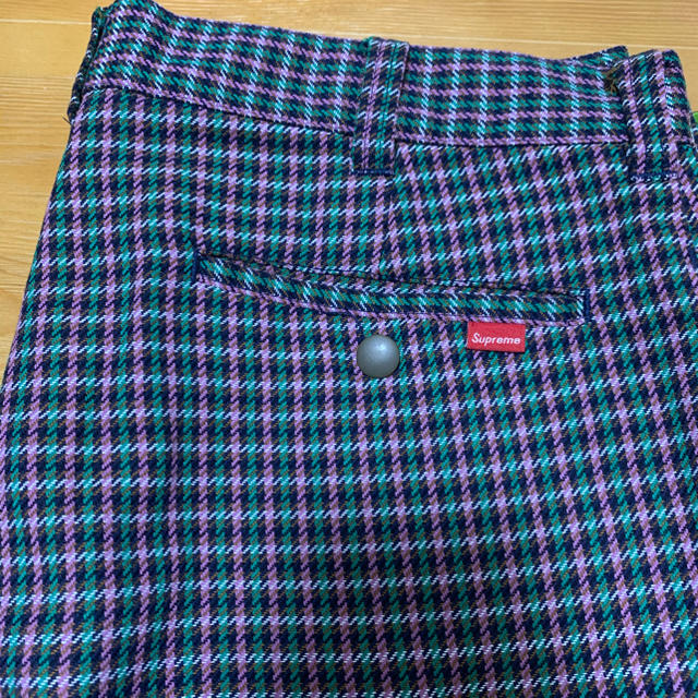 18ss supreme work pant black plaid 30