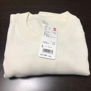 ユニクロ(UNIQLO)のUNIQLO コットンリブクルーネック オフホワイト   L(Tシャツ(長袖/七分))